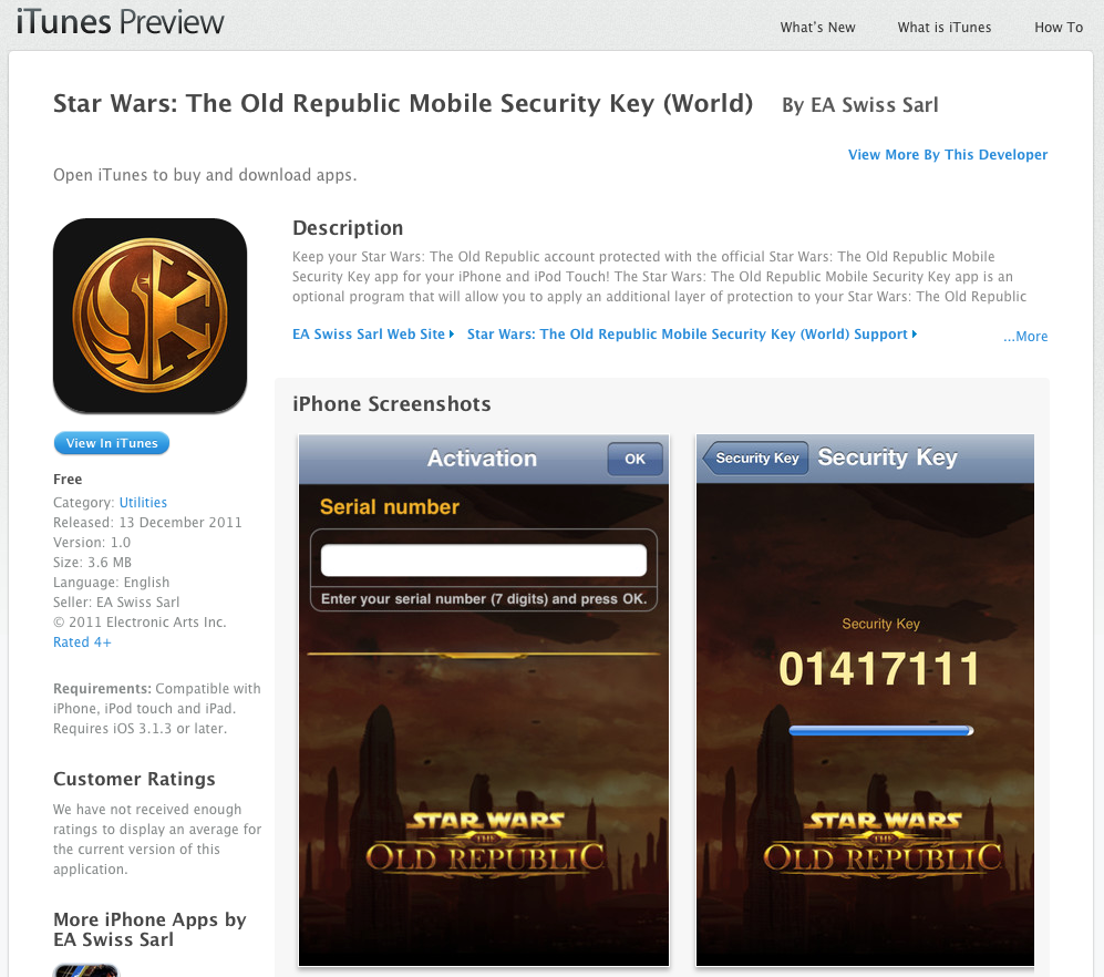 swtor serial number for app